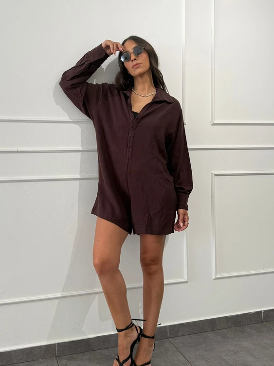 אוברול פשתן o/s