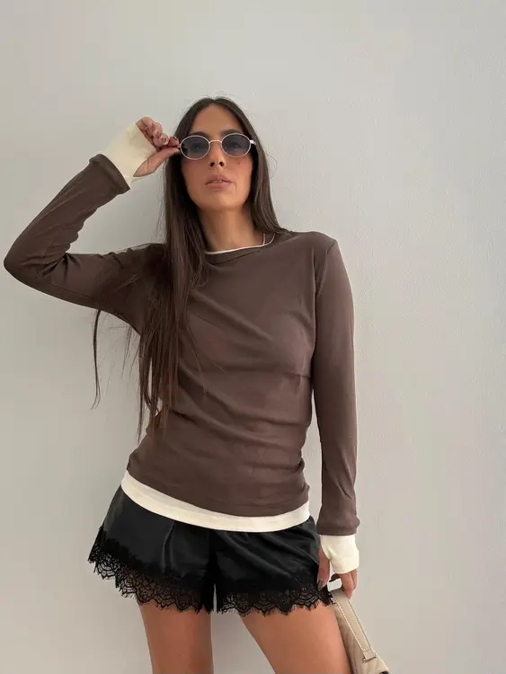 חולצת ריב כפפה שילוב