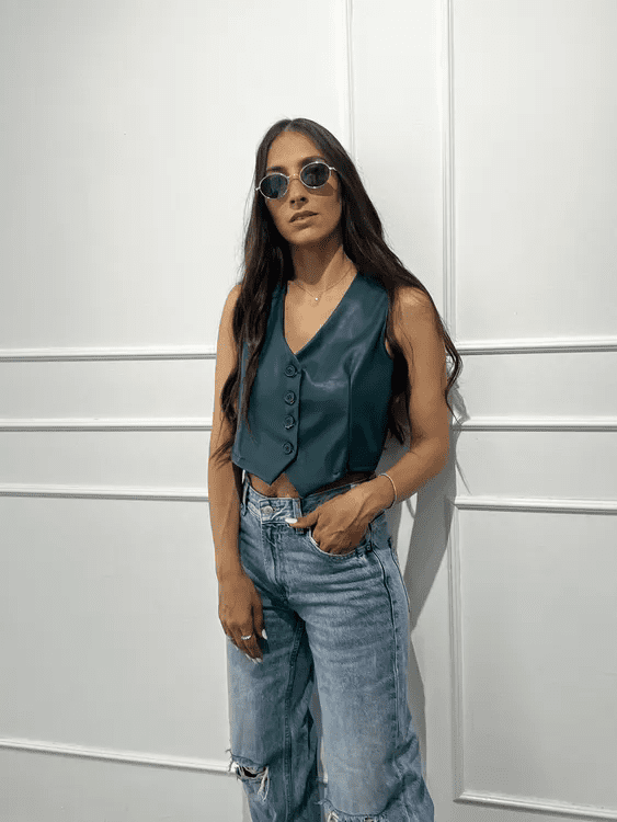 וסט דמוי עור ירוק מידה 1