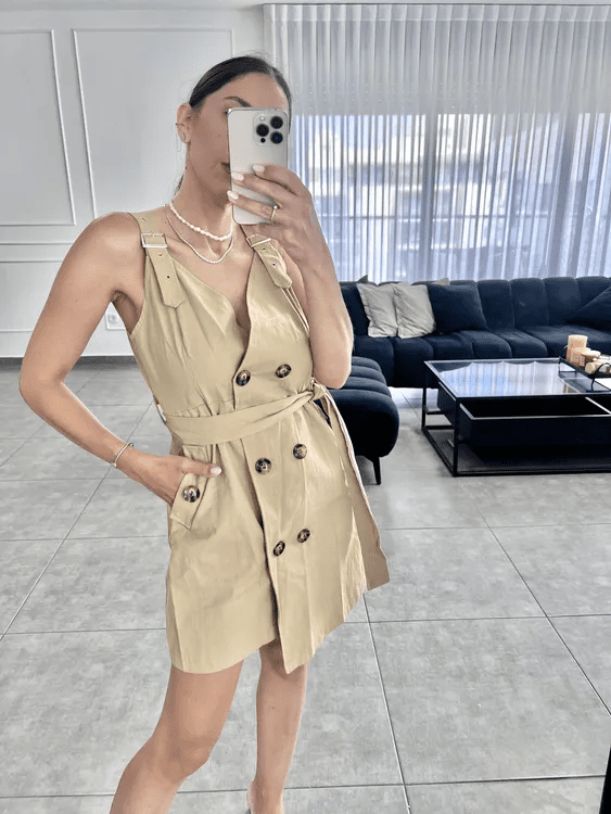 שמלת כפתורים כאמל