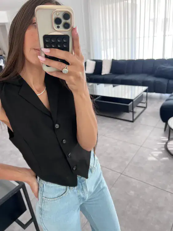 ווסט פשתן מיקה - שחור